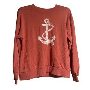 C&C California Faded Rose Vintage Anchor Sweatshirt Womens Large Cotton Rayon